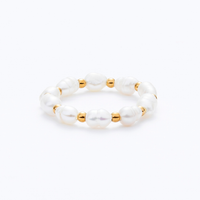 Gold Pearl Elastic Ring
