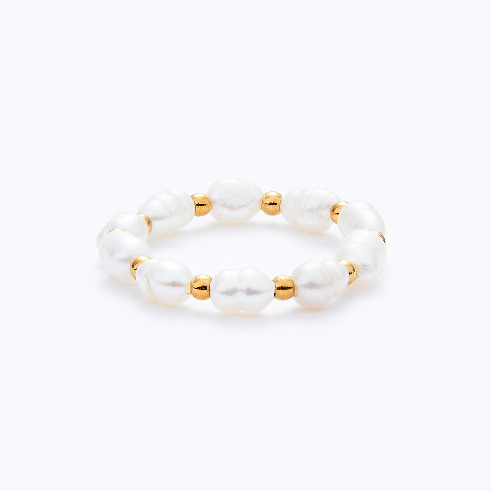 Gold Pearl Elastic Ring