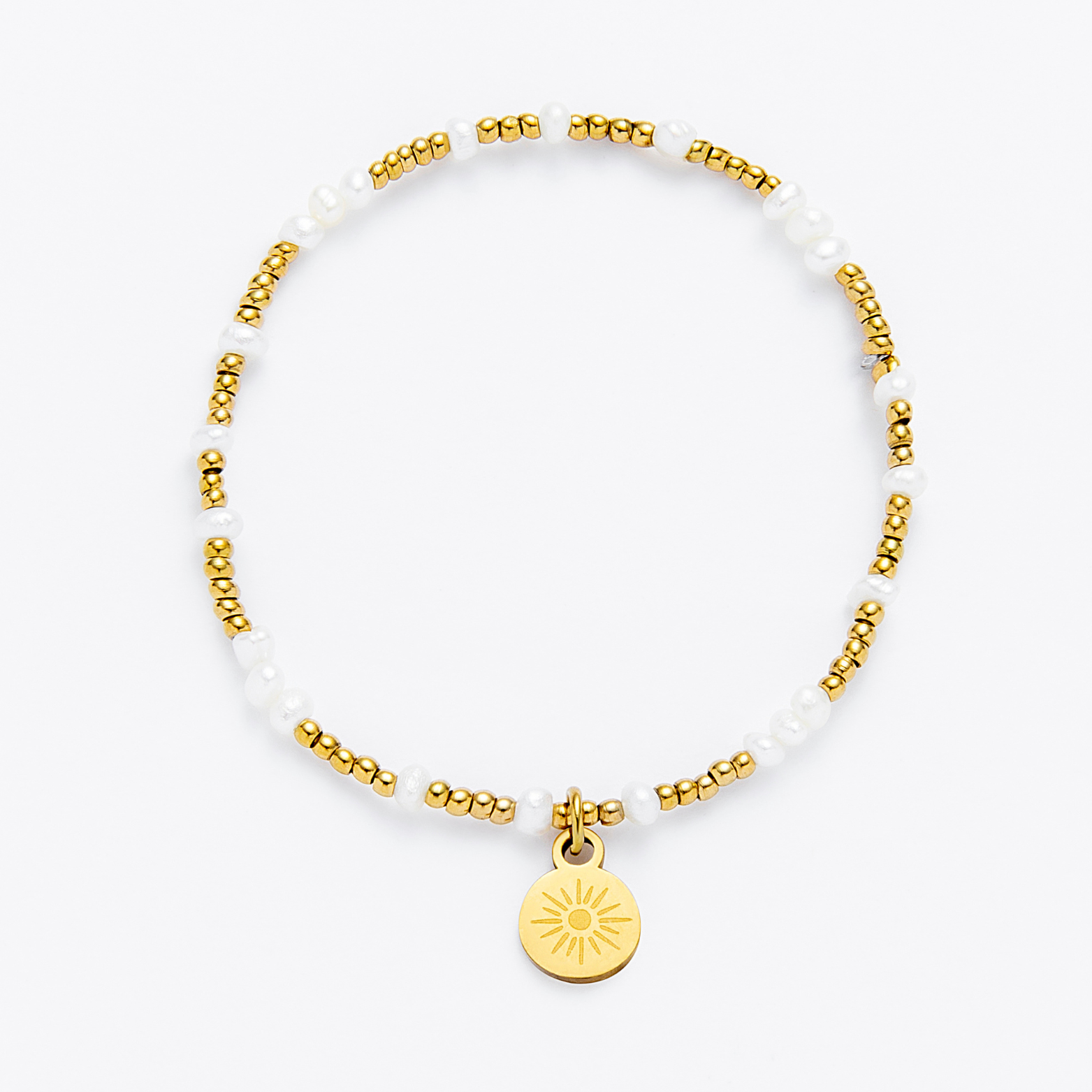 Mixed Gold & Pearl Beaded Bracelet