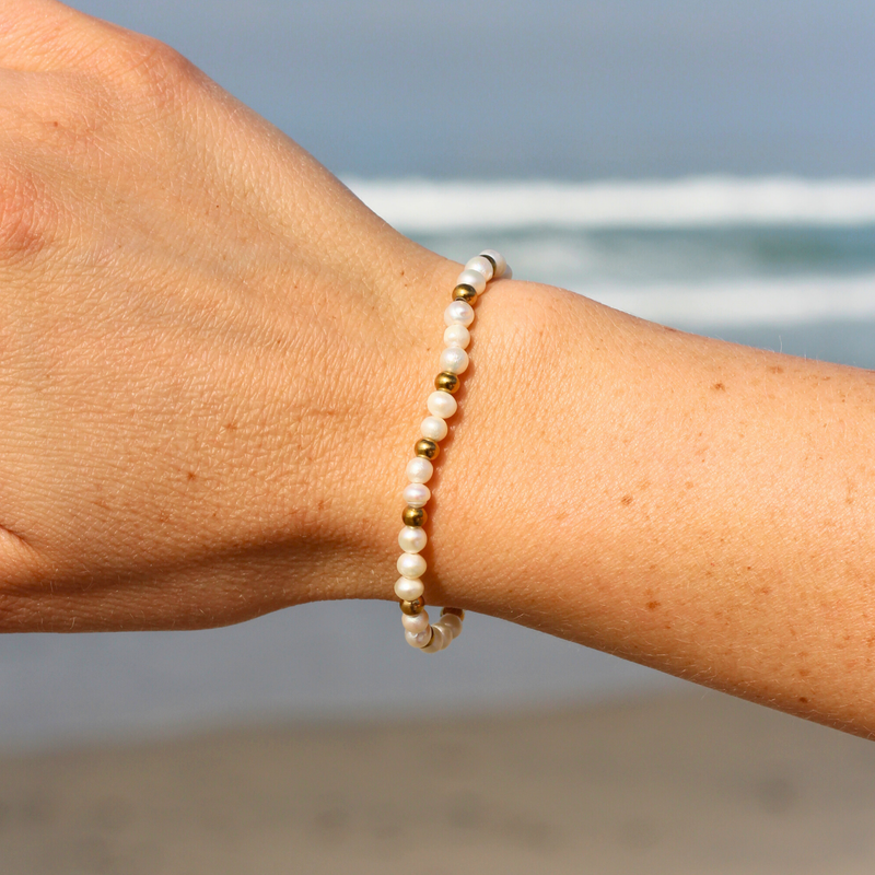 Gold & Pearl Beaded Bracelet