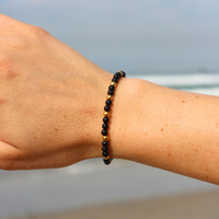 Gold & Obsidian Beaded Bracelet