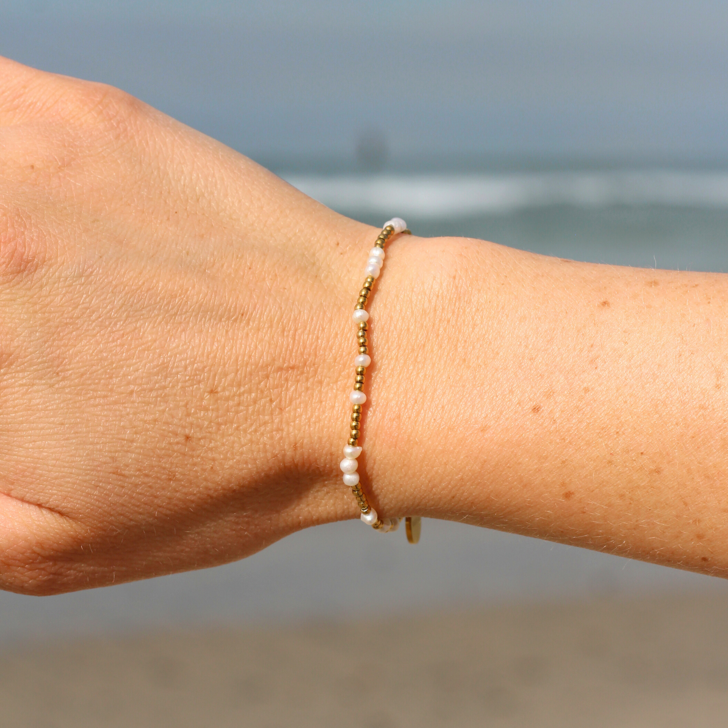 Mixed Gold & Pearl Beaded Bracelet