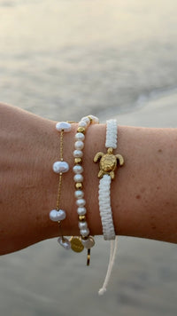 Gold & White Turtle Bracelet
