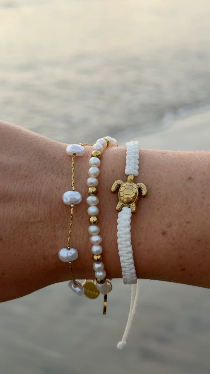 Gold & White Turtle Bracelet